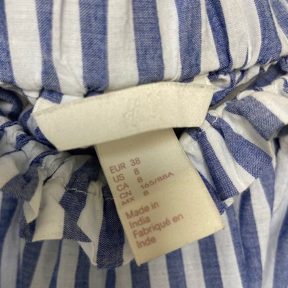 Blue Striped Off Shoulder Eyelet Top Summer Bohemian Casual - Picture 5 of 5